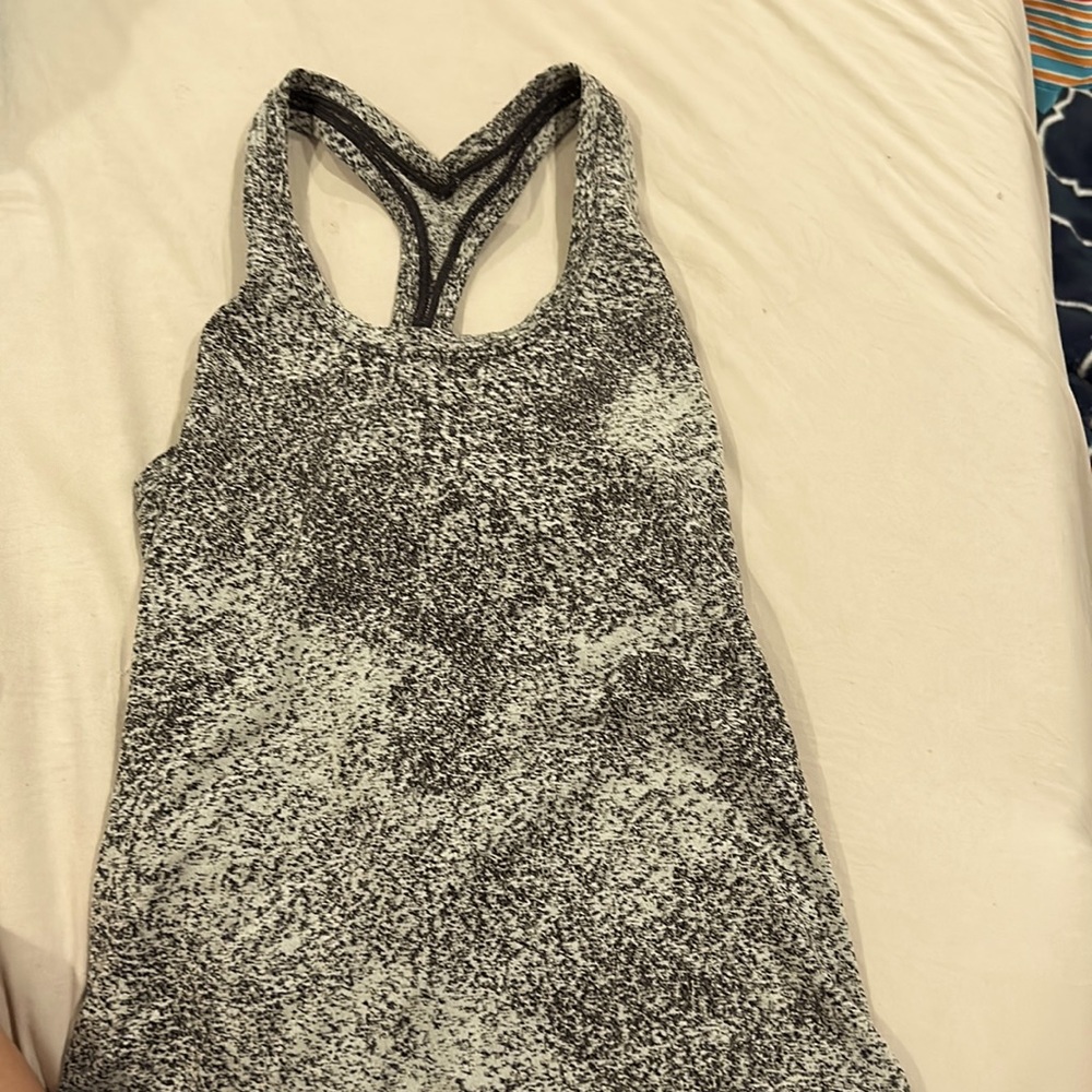 Lululemon black and white striped tank top